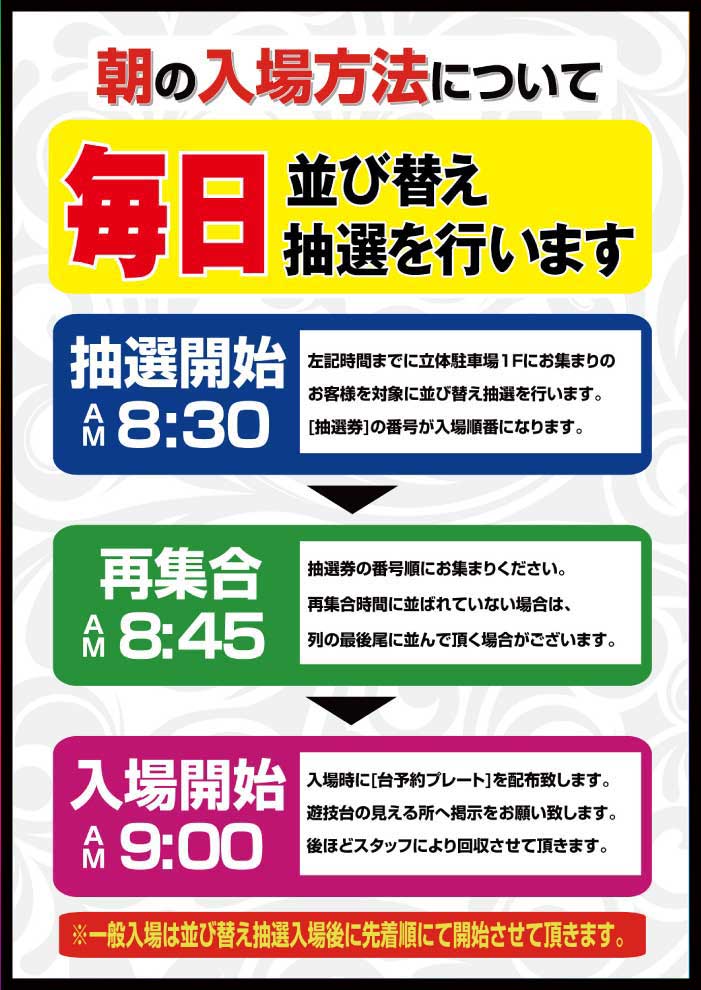 並替抽選時間(毎日)